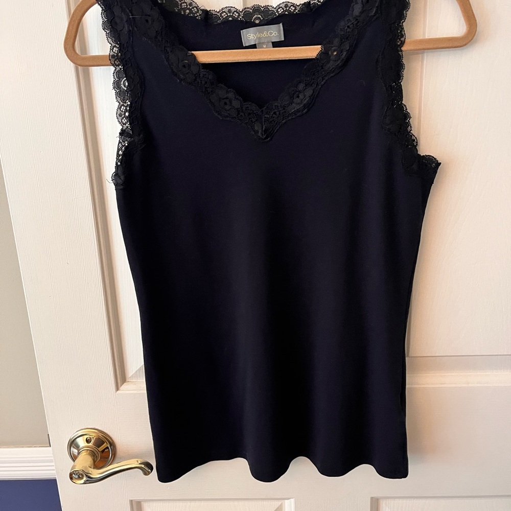 Style & Co. Black Lace Trim Tank Top